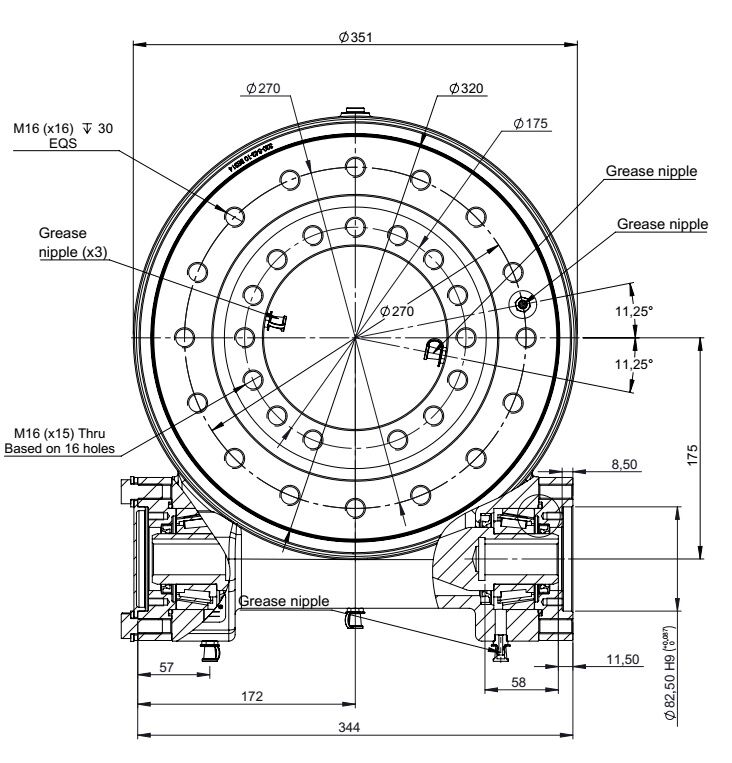 Rysunek wymiarowy obrotnicy BE314-Z1