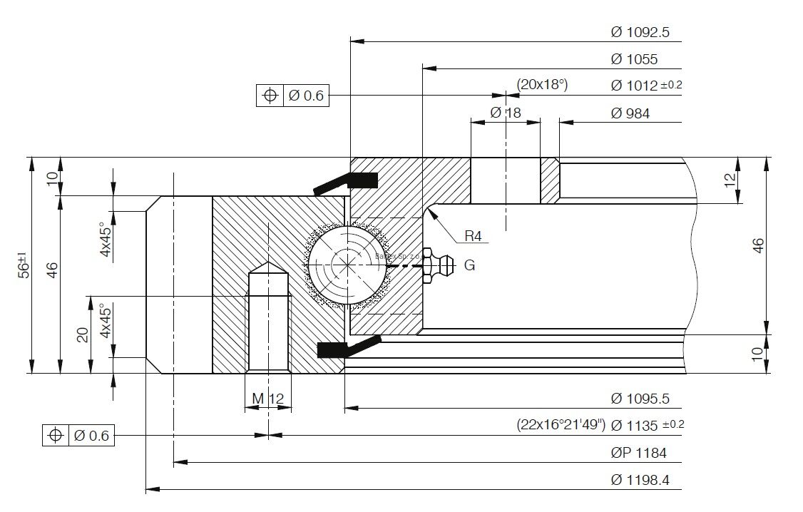 E.1200.20.00.C; Łożysko o średnicy zewnętrznej 1198,4 mm